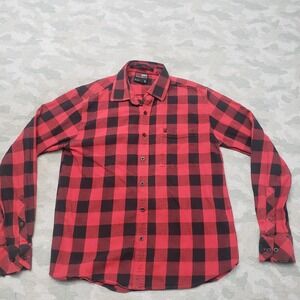 Vintage South Pole Shirt Mens Large Red Y2K Buffalo Plaid Long Sleeve Button Up